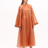 Nervür Detay İpek Organze Elbise